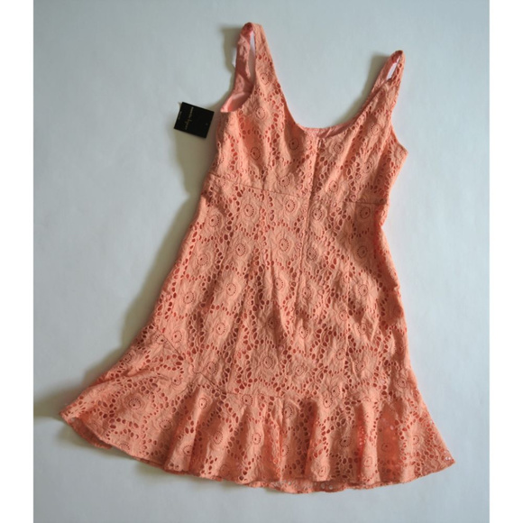 Nanette Lepore Dress A-line Sz 12 Eyelet Coral NWT - Picture 8 of 8